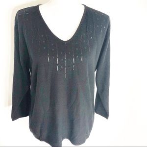 Norton McNaughton Black Sequin Sweater      B16